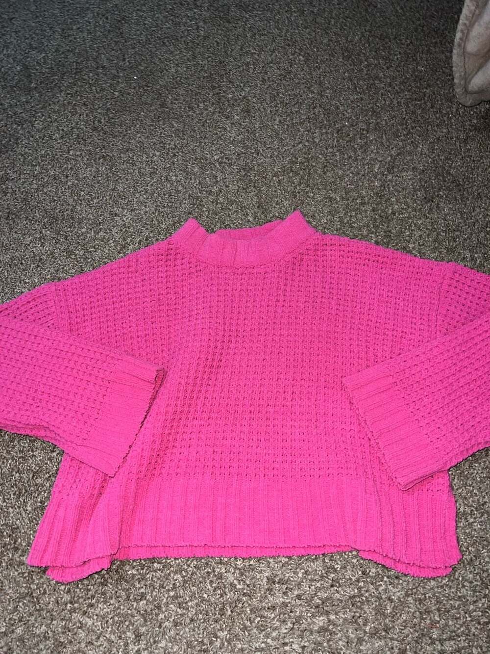 New In Mock Neck Waffle Knit Pullover Sweater